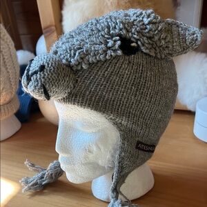 Gray Knit alpaca Animal Hat for Kids c345